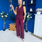 Ophelua Scallop Edged Waistcoat And Jo Pleat Trouser Burgundy