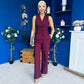 Ophelua Scallop Edged Waistcoat And Jo Pleat Trouser Burgundy