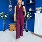 Ophelua Scallop Edged Waistcoat And Jo Pleat Trouser Burgundy