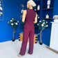 Ophelua Scallop Edged Waistcoat And Jo Pleat Trouser Burgundy