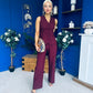 Ophelua Scallop Edged Waistcoat And Jo Pleat Trouser Burgundy