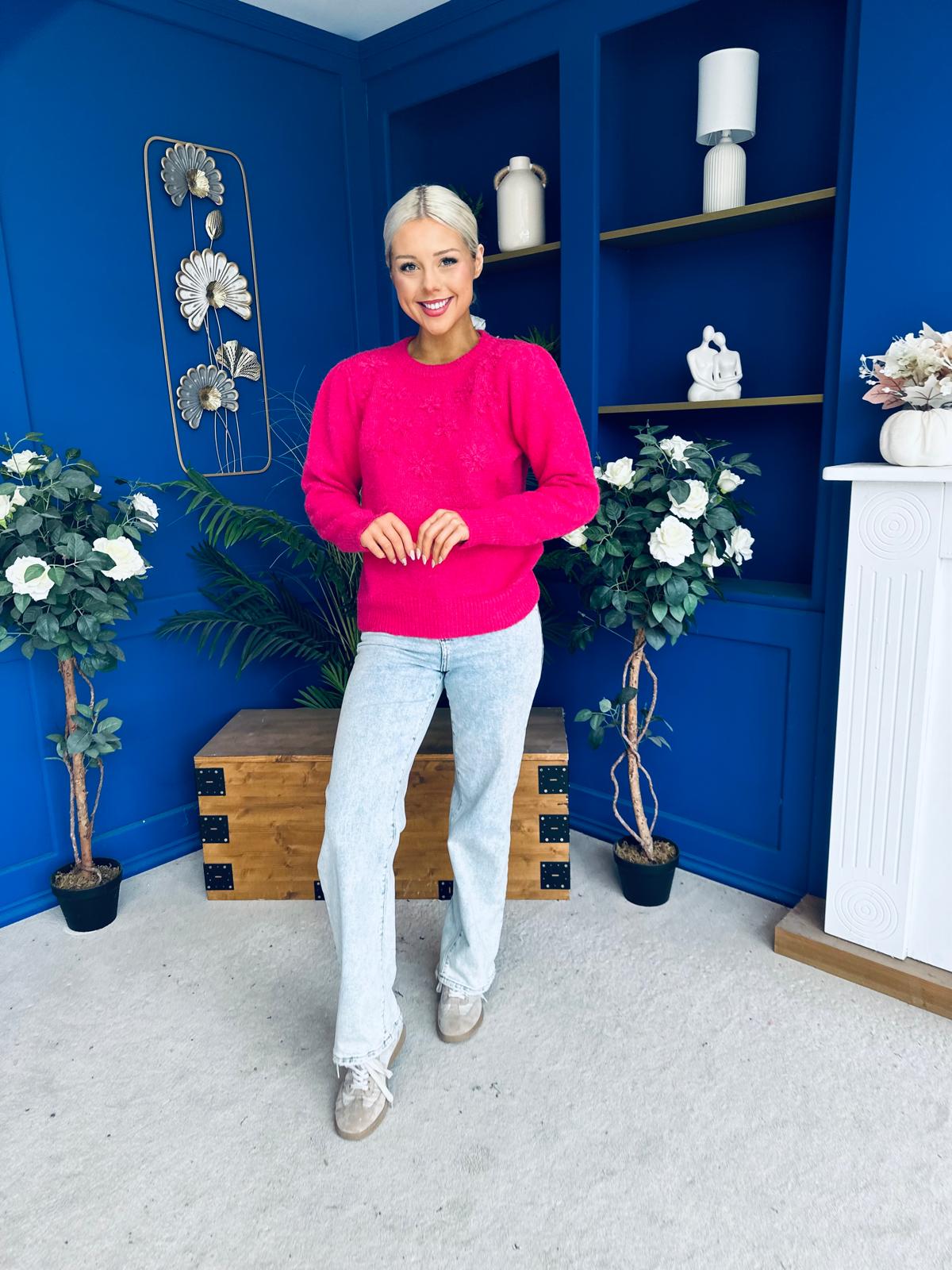 Freya Detailed Knitted Jumper Pink
