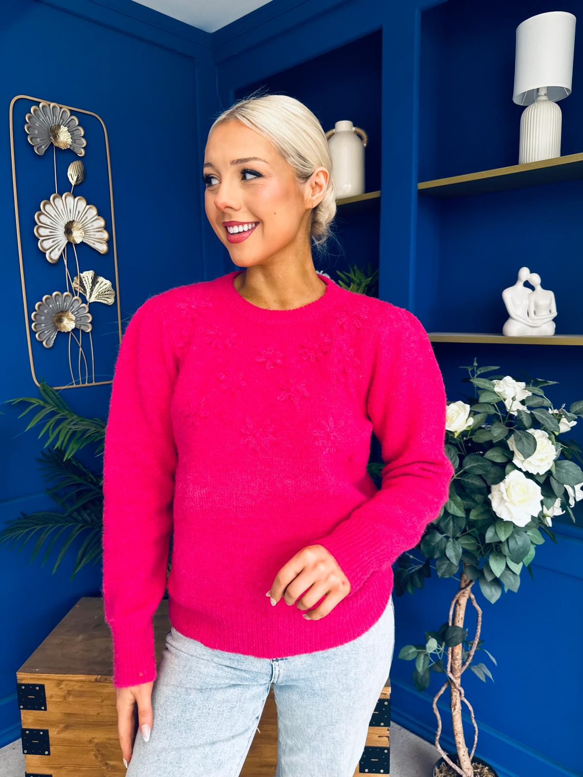 Freya Detailed Knitted Jumper Pink