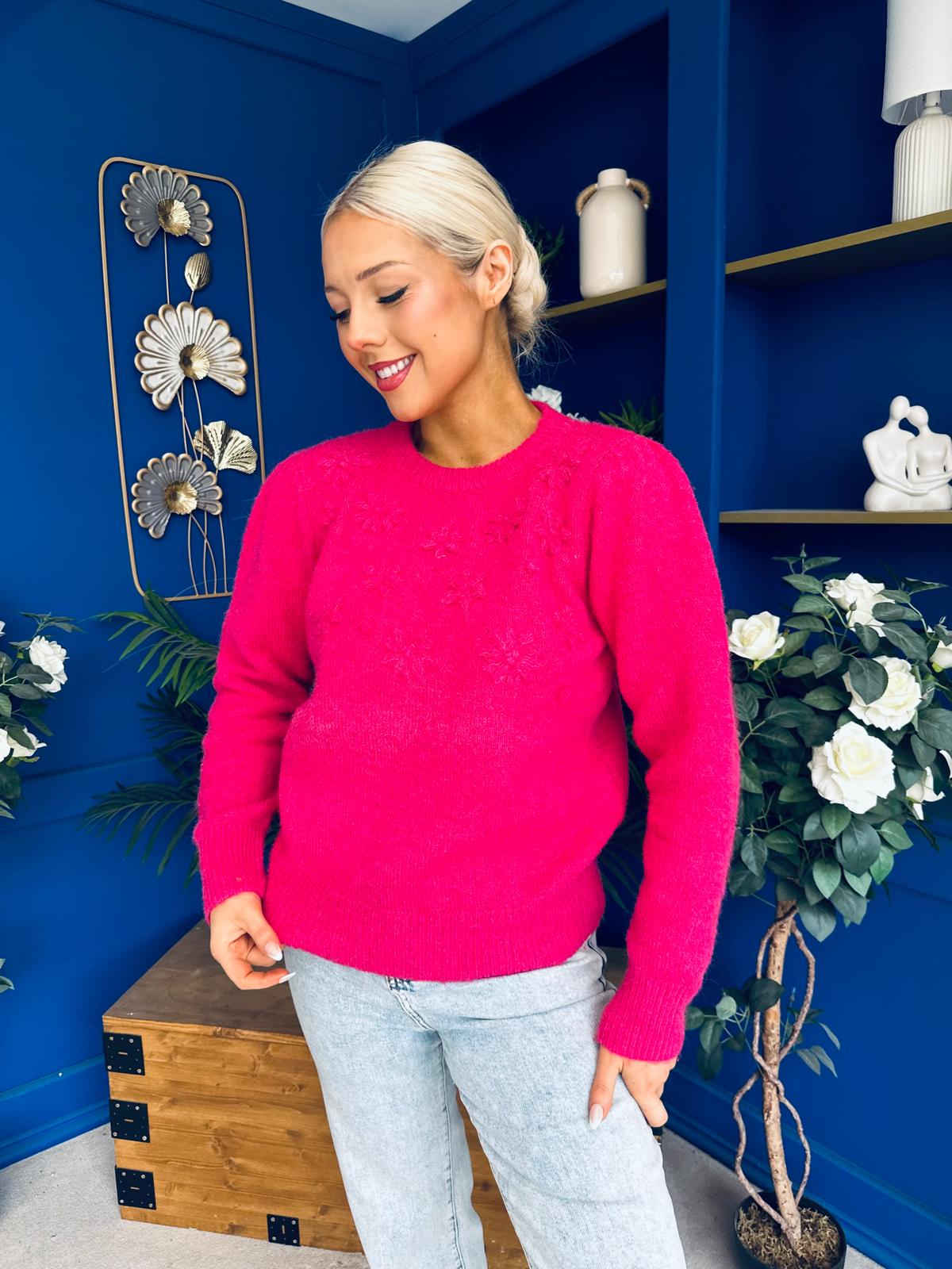 Freya Detailed Knitted Jumper Pink