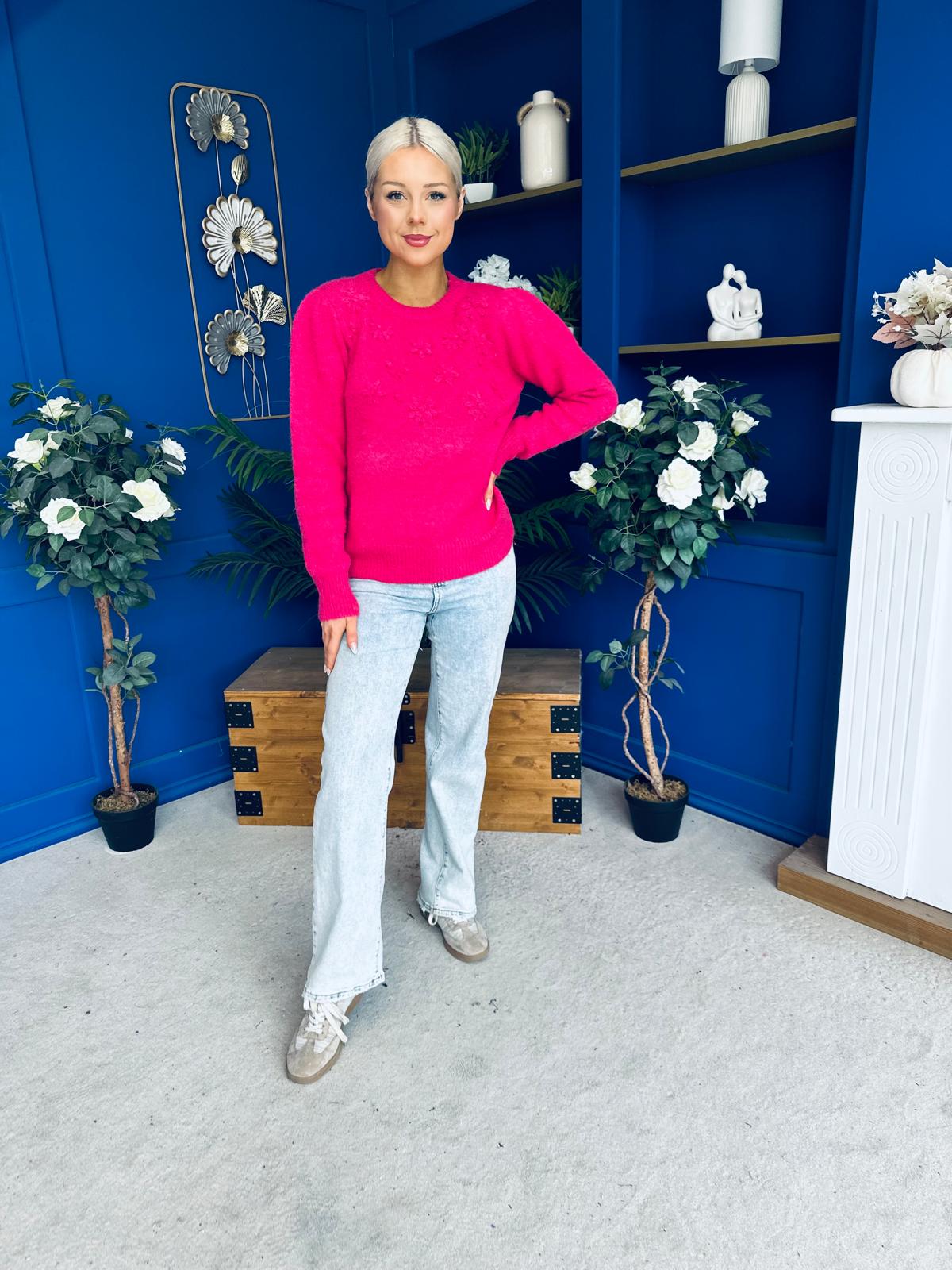 Freya Detailed Knitted Jumper Pink