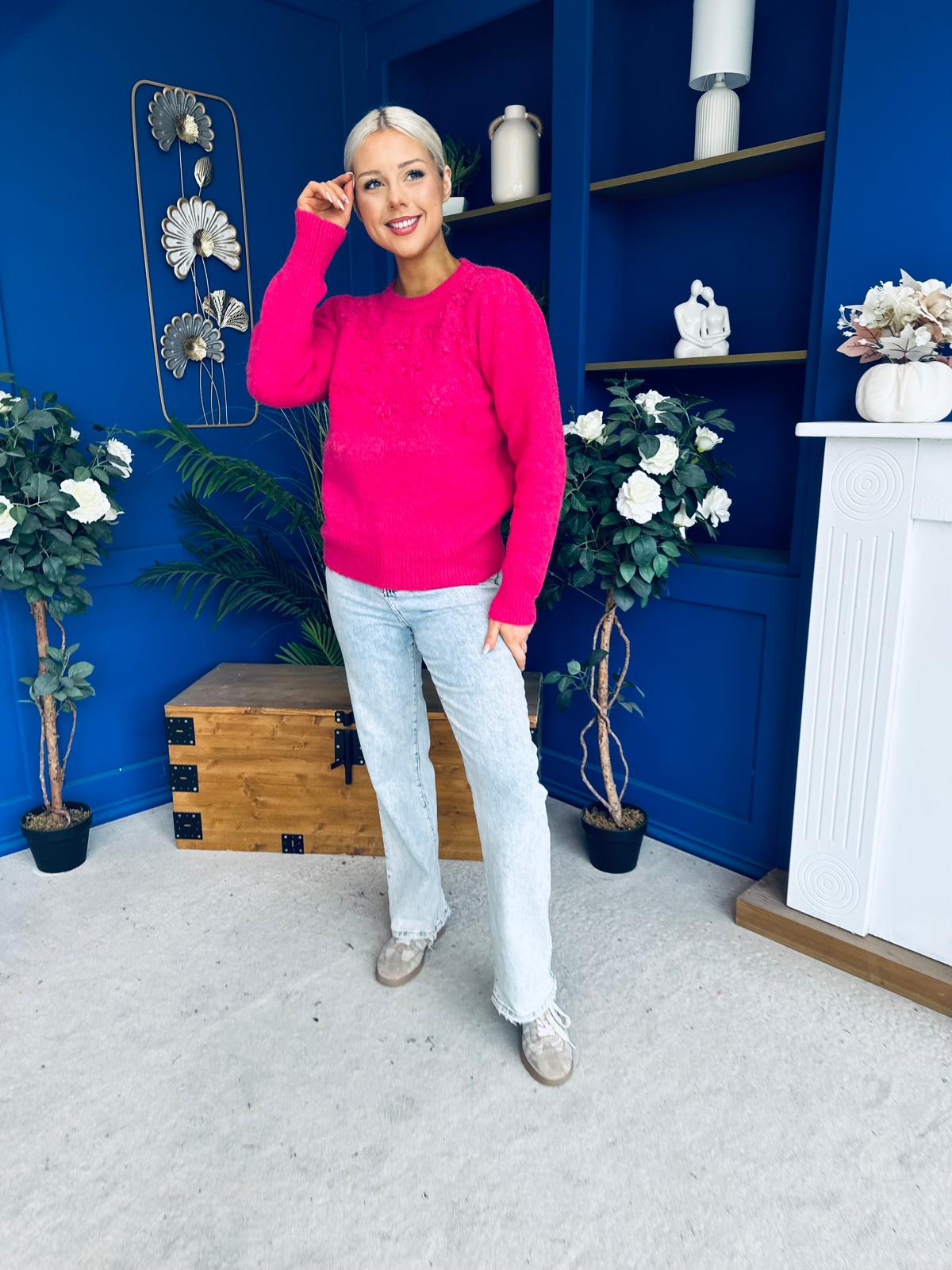 Freya Detailed Knitted Jumper Pink