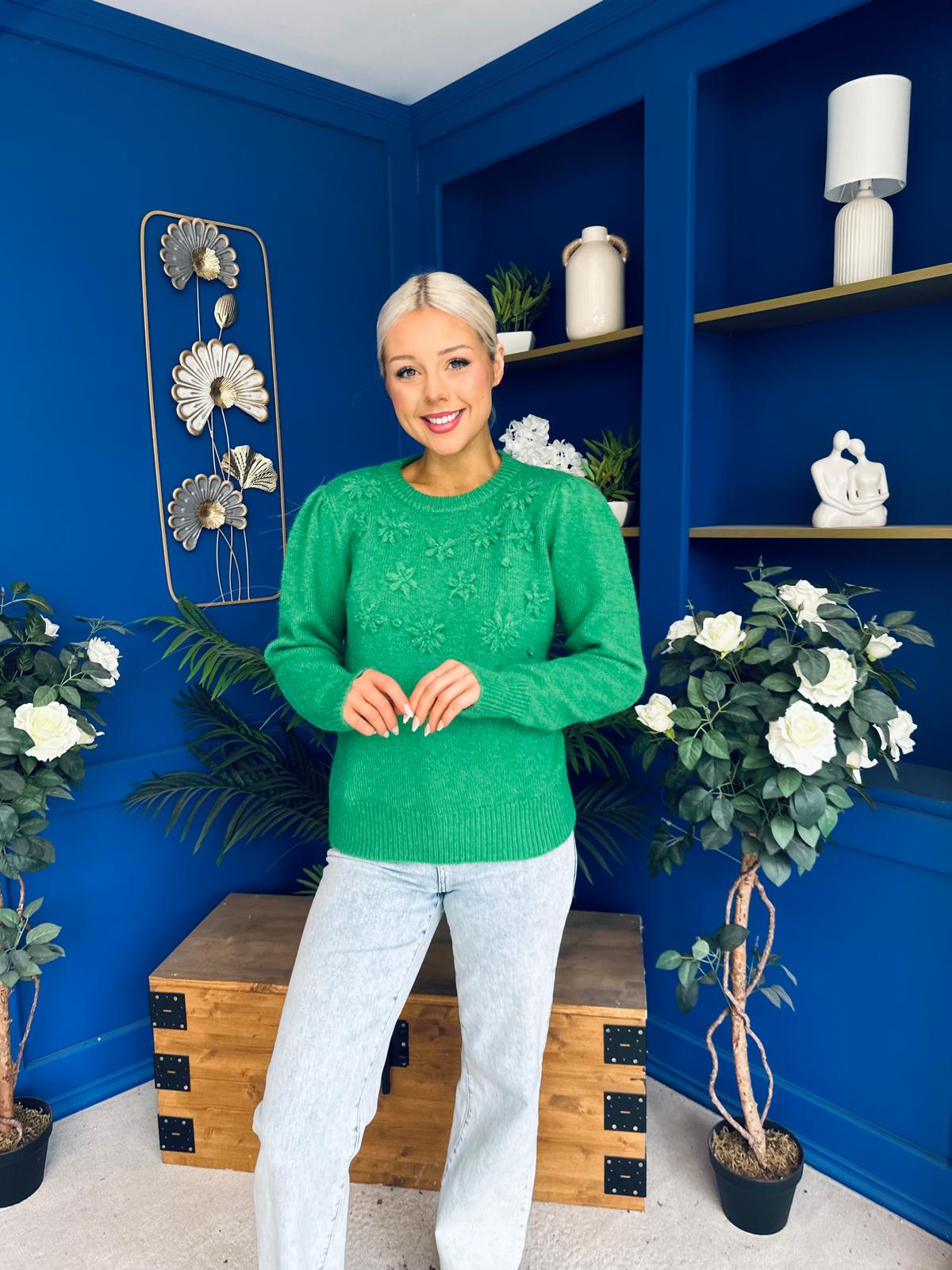 Freya Detailed Knitted Jumper Green