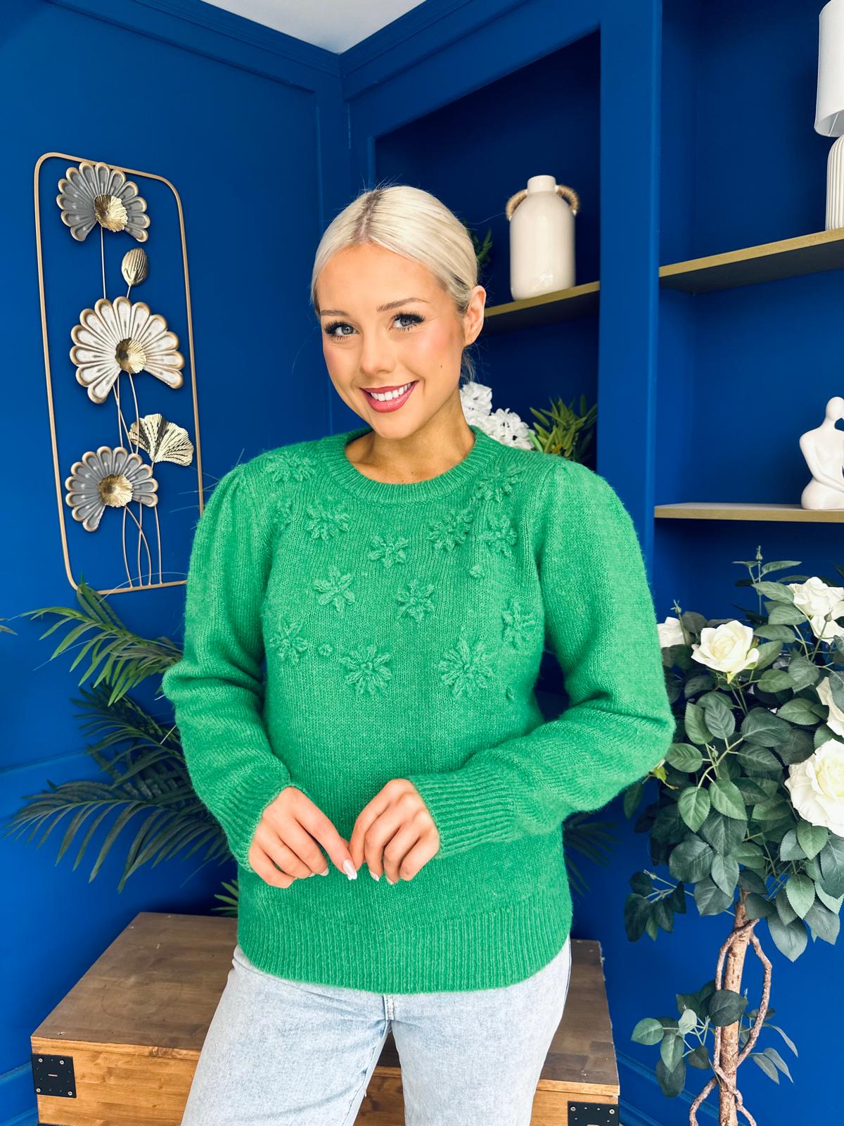 Freya Detailed Knitted Jumper Green