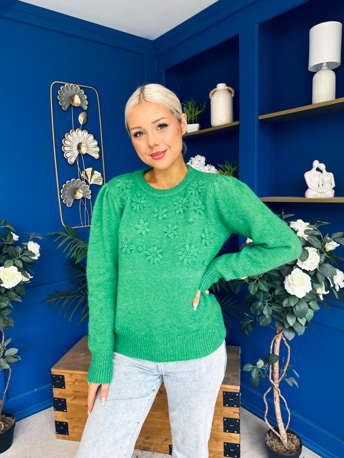 Freya Detailed Knitted Jumper Green