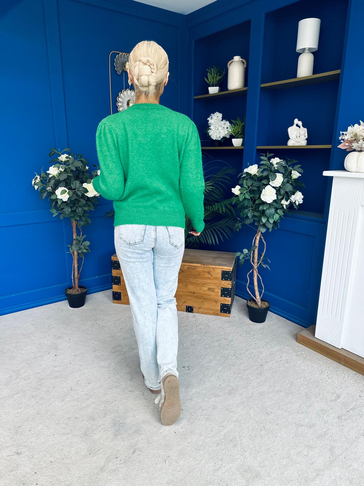 Freya Detailed Knitted Jumper Green