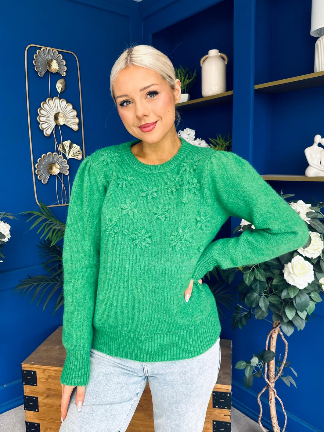 Freya Detailed Knitted Jumper Green