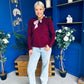 Geraldine Scaft Detail Knitted Jumper Wine