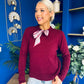 Geraldine Scaft Detail Knitted Jumper Wine