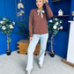 Geraldine Scaft Detail Knitted Jumper Chocolate