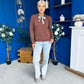 Geraldine Scaft Detail Knitted Jumper Chocolate
