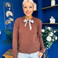 Geraldine Scaft Detail Knitted Jumper Chocolate