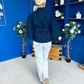 Freah Detailed Cape Jacket Navy