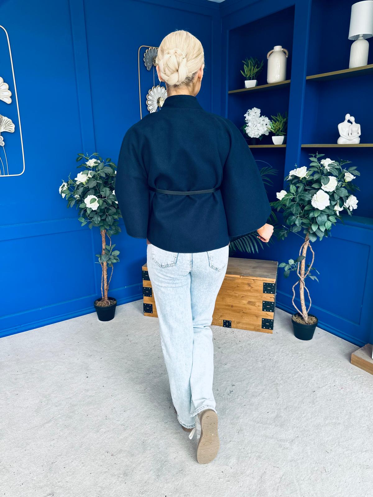 Freah Detailed Cape Jacket Navy