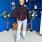 Freah Detailed Cape Jacket Chocolate
