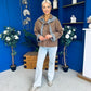 Maria Detailed Check Scarf Jacket Camel
