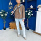 Maria Detailed Check Scarf Jacket Camel