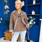 Maria Detailed Check Scarf Jacket Camel