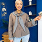 Maria Detailed Check Scarf Jacket Taupe