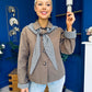 Maria Detailed Check Scarf Jacket Taupe