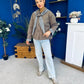 Maria Detailed Check Scarf Jacket Taupe