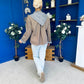 Maria Detailed Check Scarf Jacket Taupe