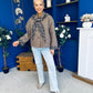 Steph Detailed Leopard Scarf Jacket Taupe