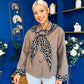 Steph Detailed Leopard Scarf Jacket Taupe