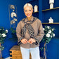 Steph Detailed Leopard Scarf Jacket Taupe