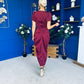 Laura Flutter Sleeve Gathered Midi Dress Wine