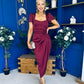 Laura Flutter Sleeve Gathered Midi Dress Wine