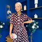 Elaine Polka Dot Midi Shirt Dress in Chocolate