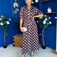 Elaine Polka Dot Midi Shirt Dress in Chocolate