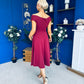 Reagan Gold Broach Detail Midi Dress Wine