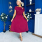 Reagan Gold Broach Detail Midi Dress Wine