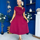 Reagan Gold Broach Detail Midi Dress Wine