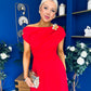 Reagan Gold Broach Detail Midi Dress Red