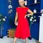 Reagan Gold Broach Detail Midi Dress Red