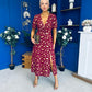 Kendra Gold Leaf Detail Midi Dress Wine