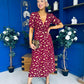 Kendra Gold Leaf Detail Midi Dress Wine