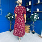 Kendra Gold Leaf Detail Midi Dress Wine