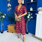 Kendra Gold Leaf Detail Midi Dress Wine