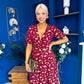 Kendra Gold Leaf Detail Midi Dress Wine