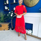 Oran Crochet Detail Occasion Dress Red