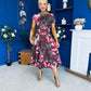 Tracey Detailed Midi Dress Floral Chocolate