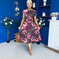 Tracey Detailed Midi Dress Floral Chocolate